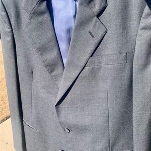 JOS A BANK mens gray PLAID silk + wool sport coat suit Blazer 42 R- Slacks 34x30